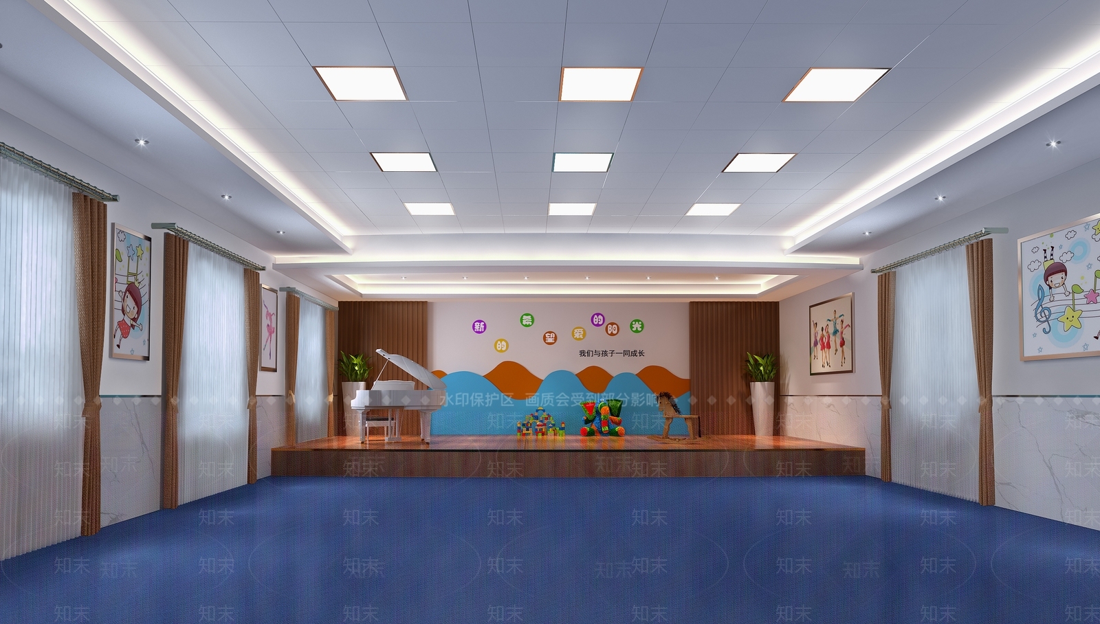 现代幼儿园舞蹈教室3D模型下载【ID:1157983509】