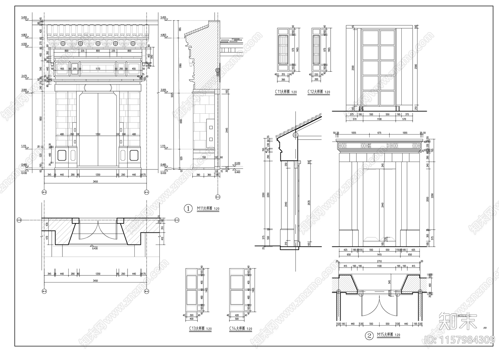 仿古商业街建筑图cad施工图下载【ID:1157984309】