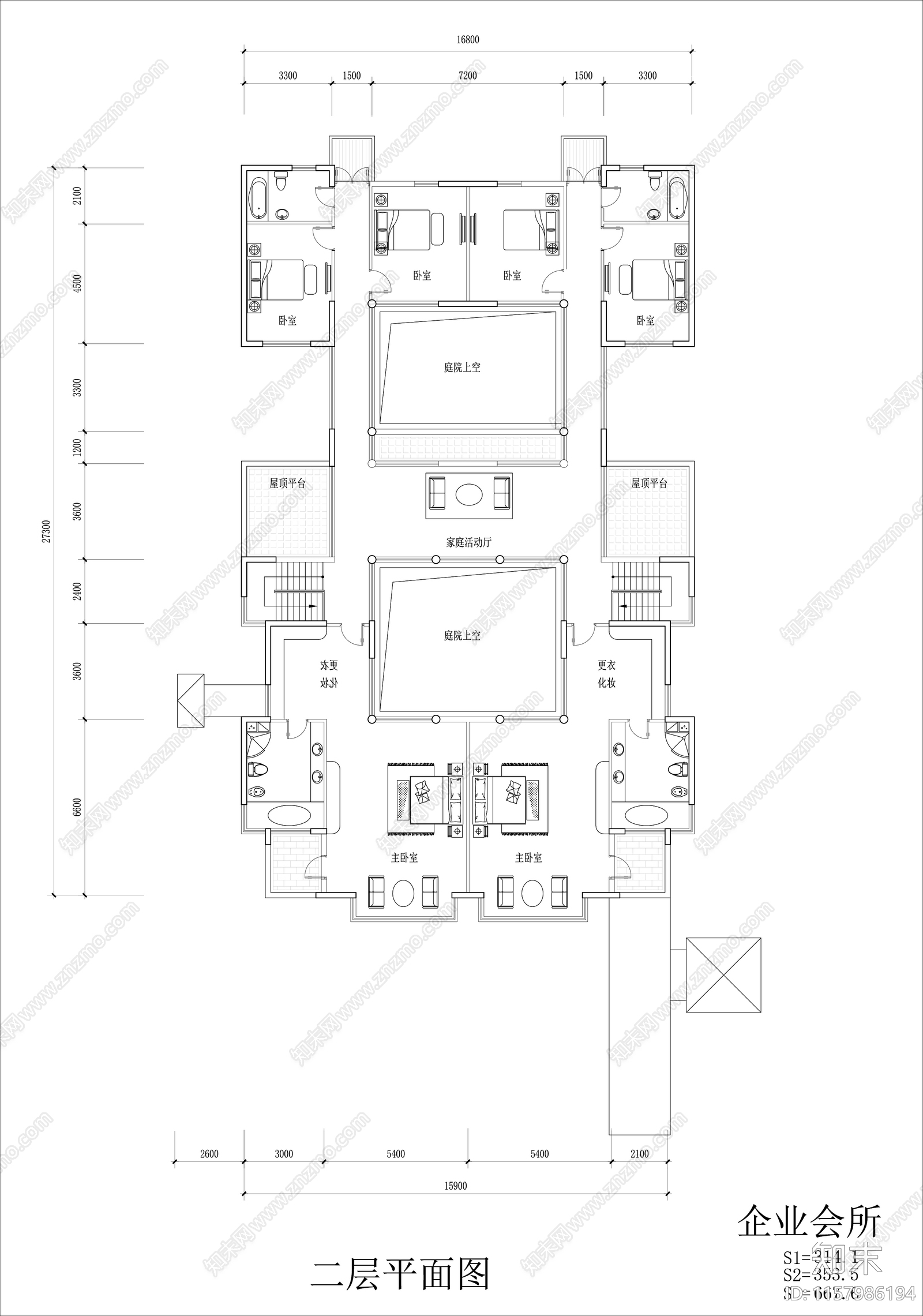 企业会所平面图cad施工图下载【ID:1157986194】