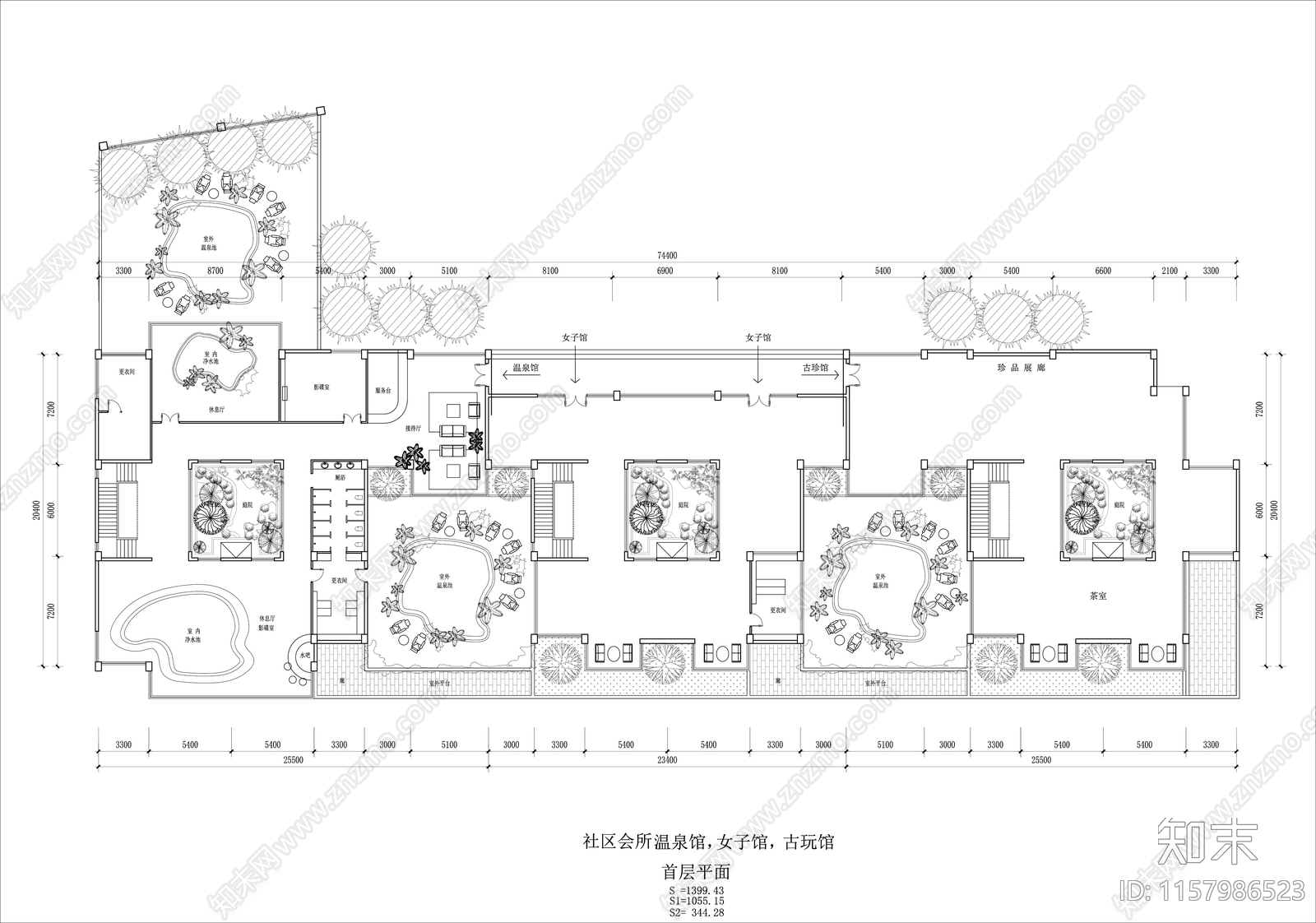 娱乐会所平面图cad施工图下载【ID:1157986523】