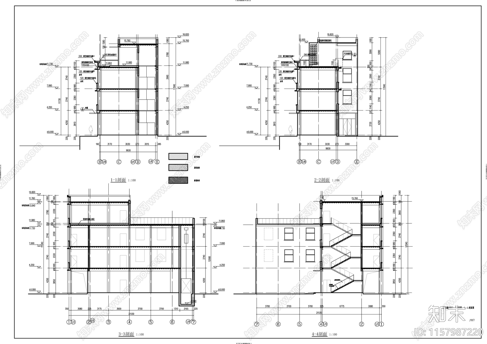 仿古风格邮电办公楼建筑cad施工图下载【ID:1157987220】