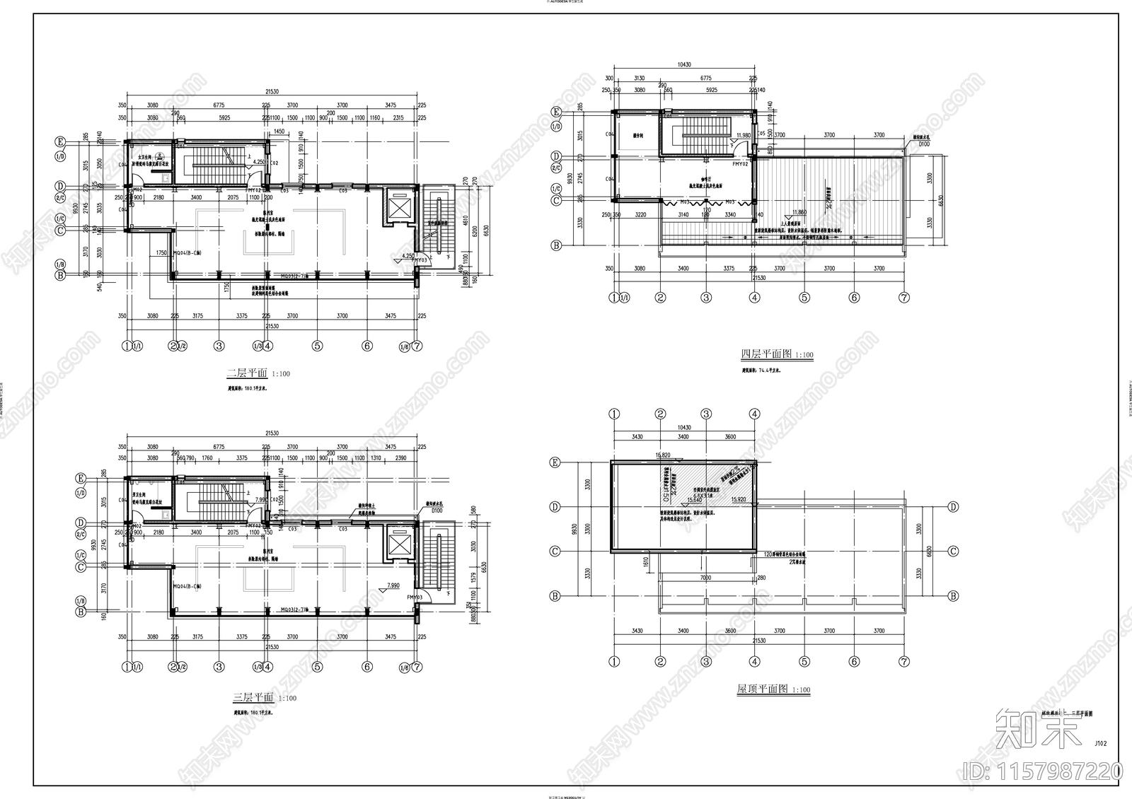 仿古风格邮电办公楼建筑cad施工图下载【ID:1157987220】