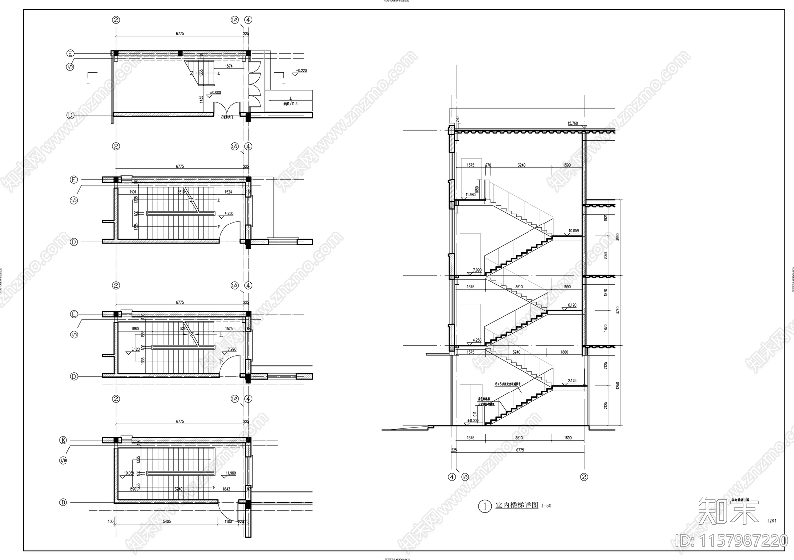 仿古风格邮电办公楼建筑cad施工图下载【ID:1157987220】