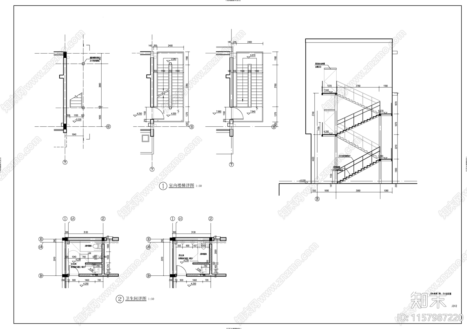 仿古风格邮电办公楼建筑cad施工图下载【ID:1157987220】