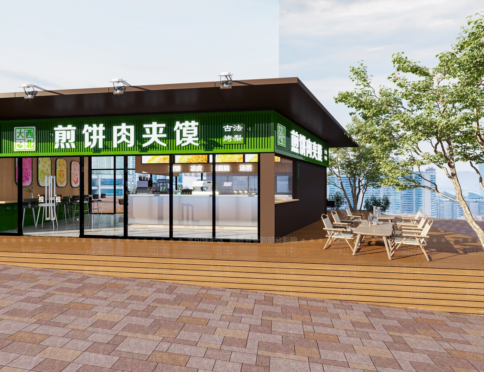 现代煎饼店门头3D模型下载【ID:1157987620】
