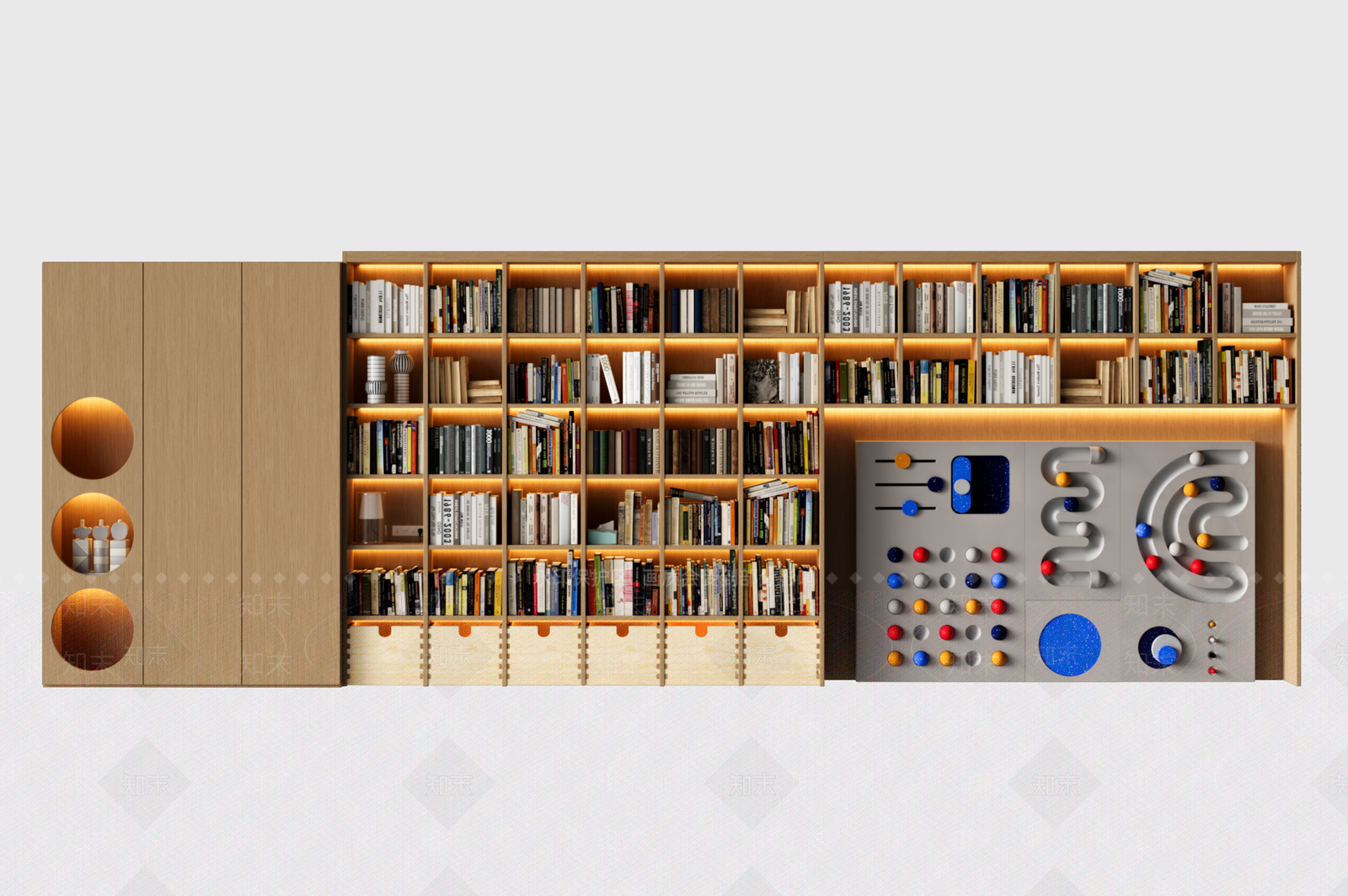 现代书柜3D模型下载【ID:1157989119】