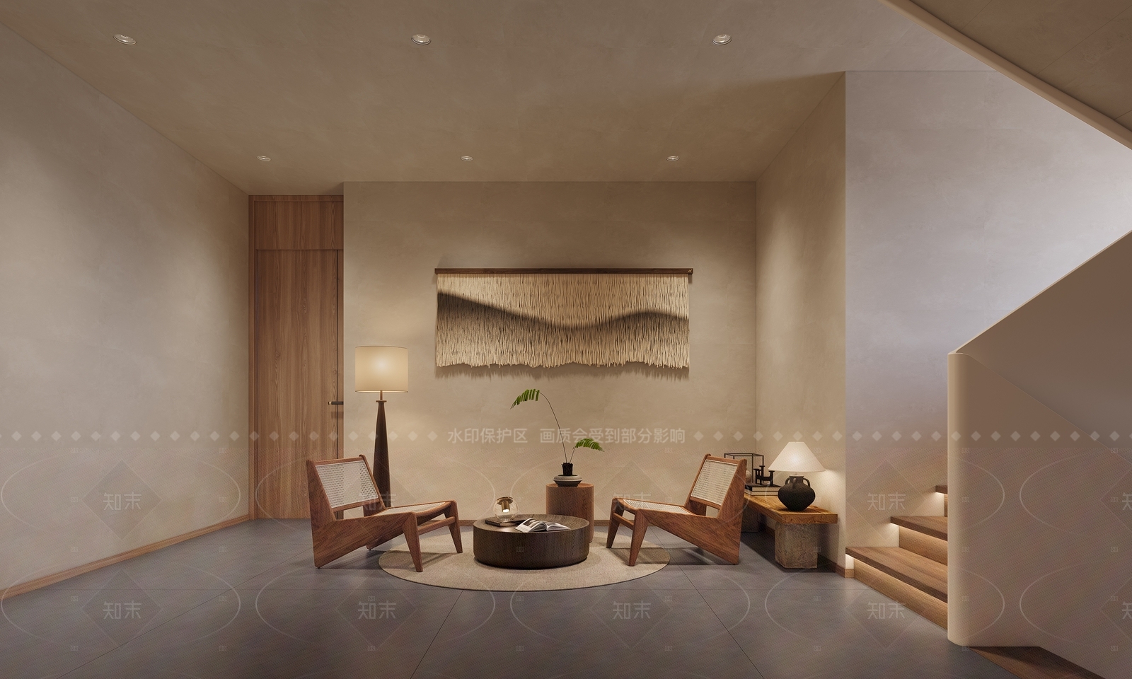 现代民宿起居室3D模型下载【ID:1157989316】