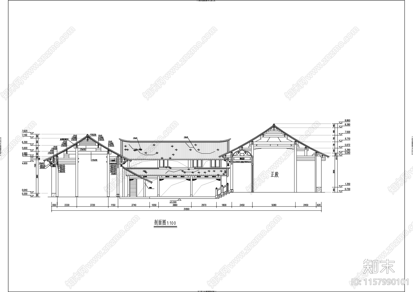 村落古建筑修缮工程建筑图cad施工图下载【ID:1157990101】