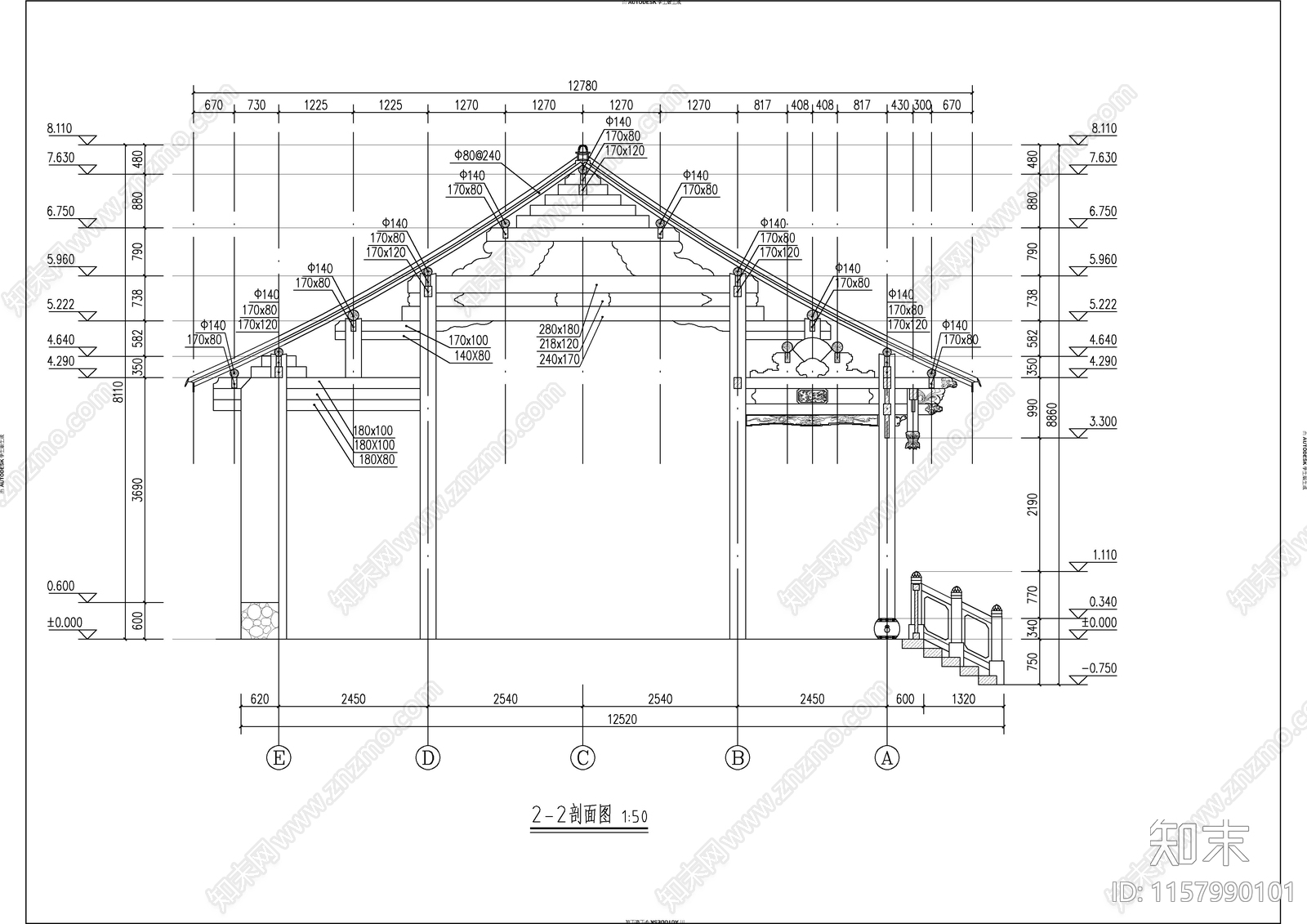 村落古建筑修缮工程建筑图cad施工图下载【ID:1157990101】