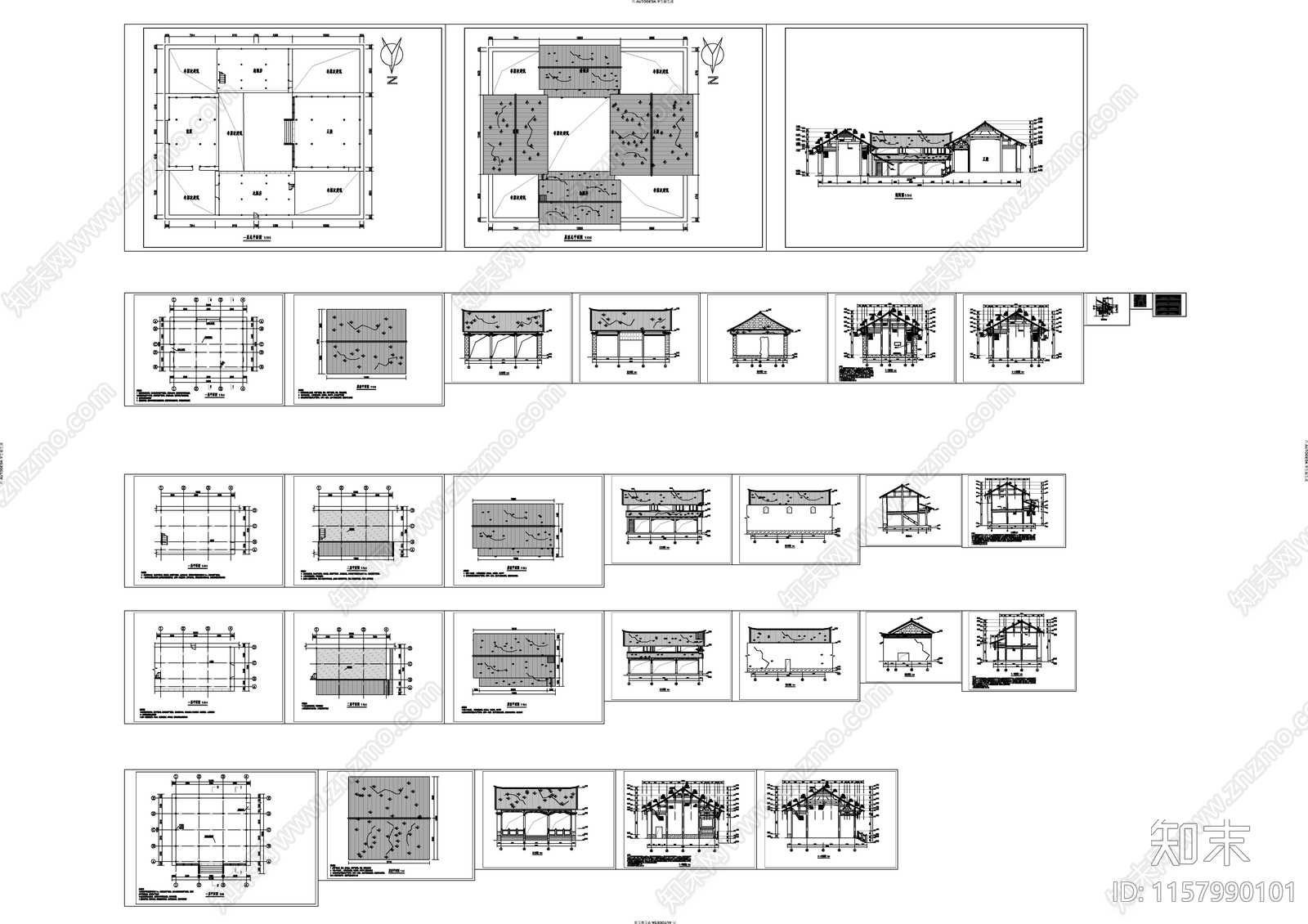 村落古建筑修缮工程建筑图cad施工图下载【ID:1157990101】