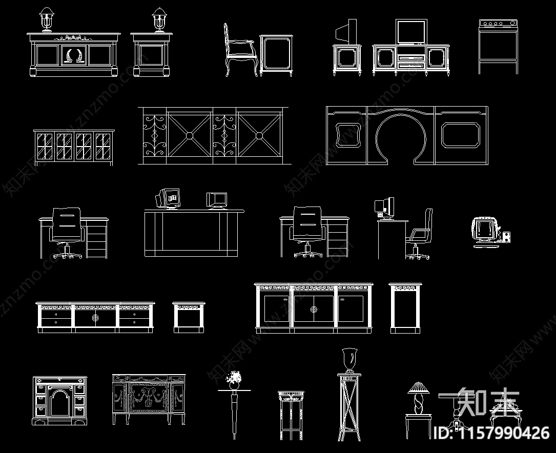 柜子图库大全cad施工图下载【ID:1157990426】