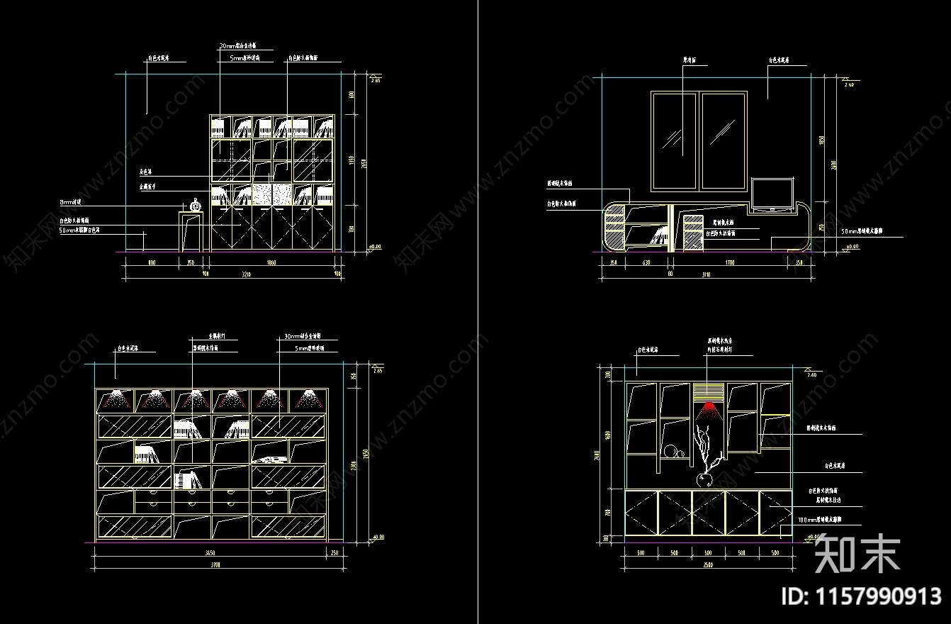 书柜里面图集cad施工图下载【ID:1157990913】