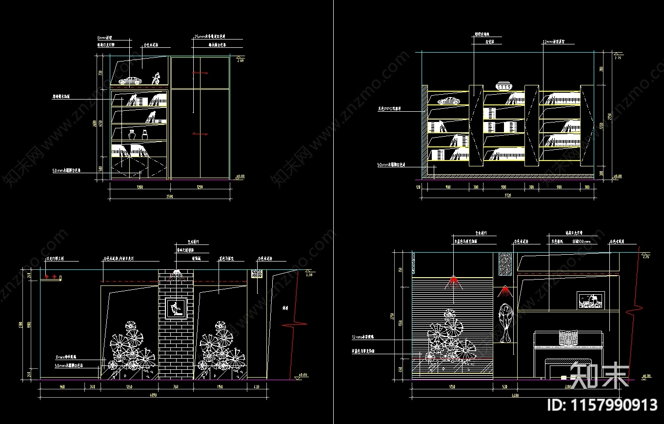 书柜里面图集cad施工图下载【ID:1157990913】