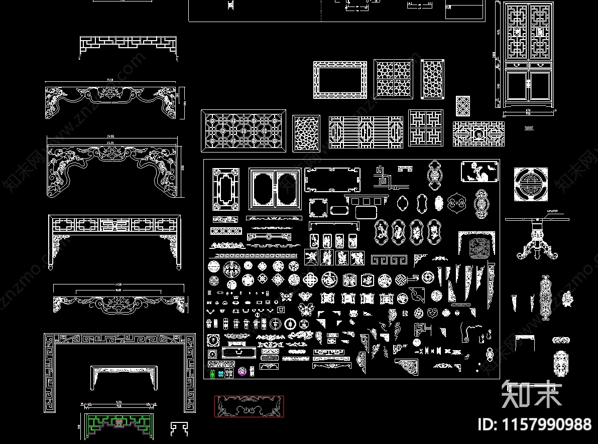 中式雕花格栅花格图库大全施工图下载【ID:1157990988】