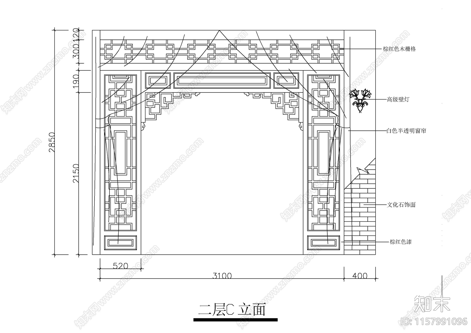 中式格栅图库cad施工图下载【ID:1157991096】