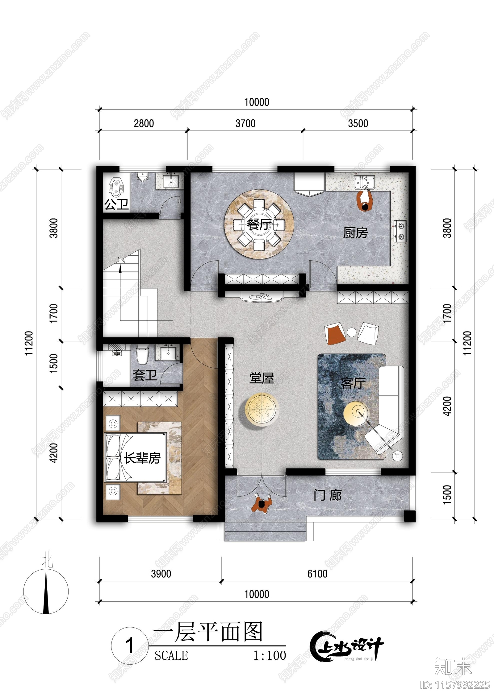 面宽10米进深11米二层自建房施工图下载【ID:1157992225】