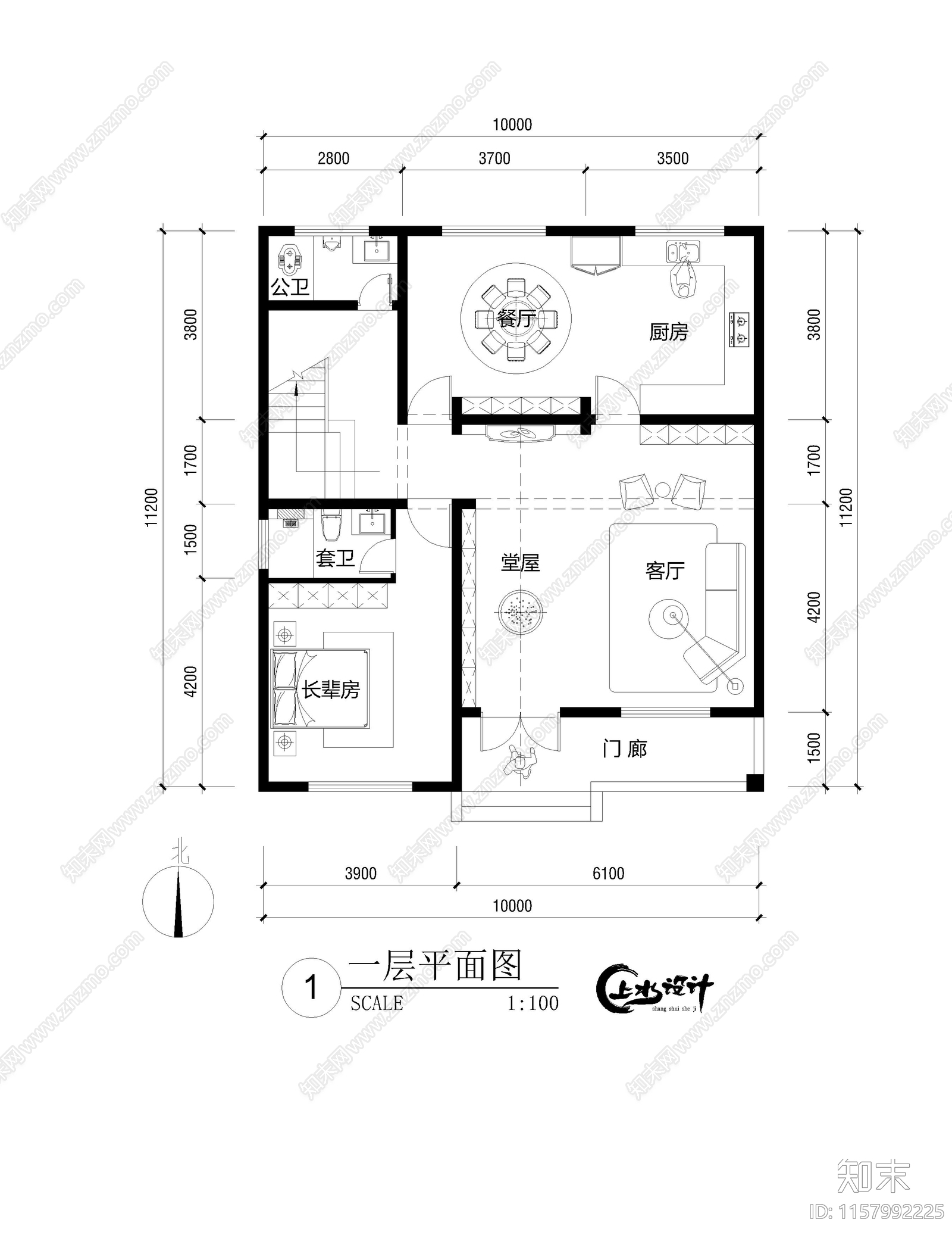 面宽10米进深11米二层自建房施工图下载【ID:1157992225】