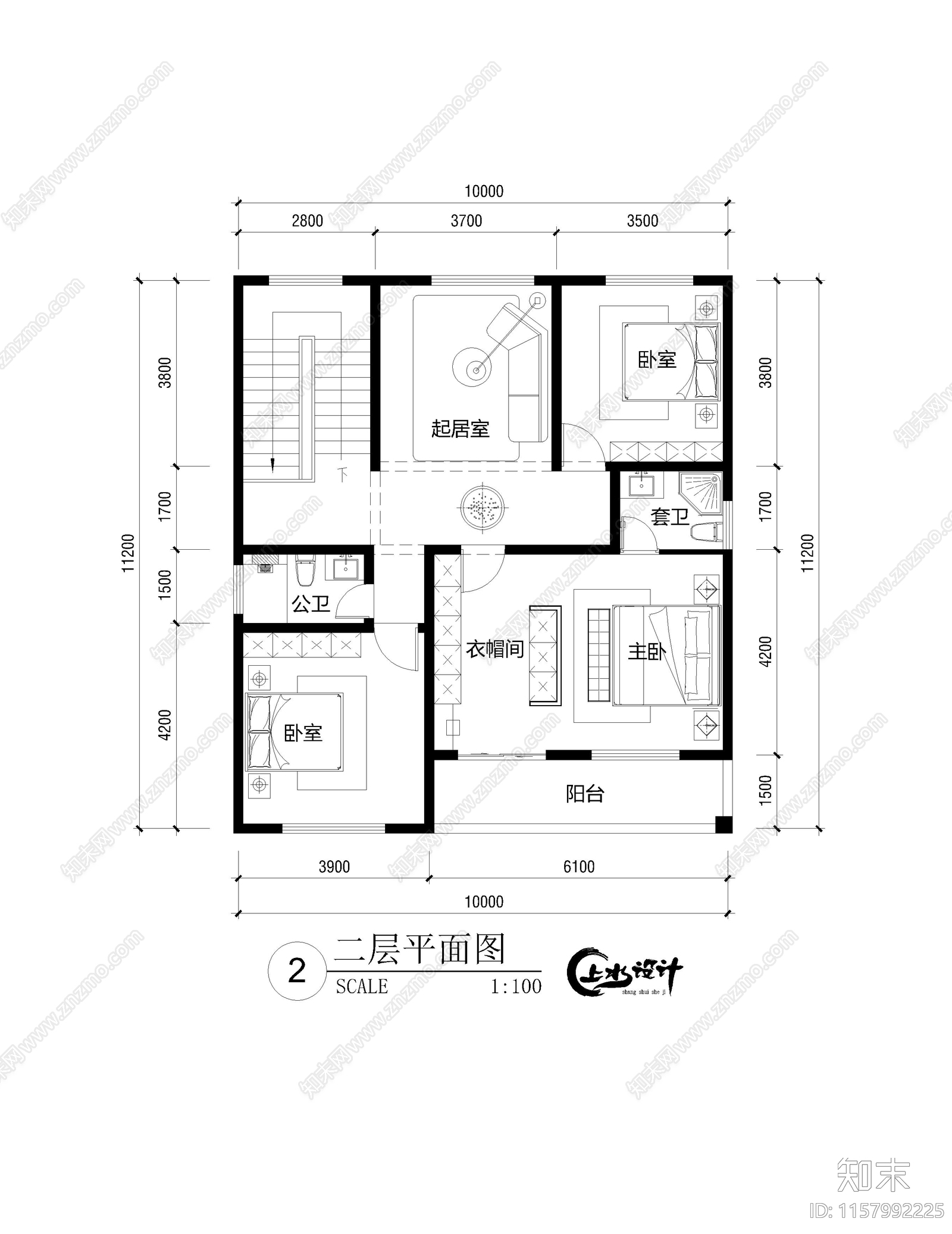 面宽10米进深11米二层自建房施工图下载【ID:1157992225】