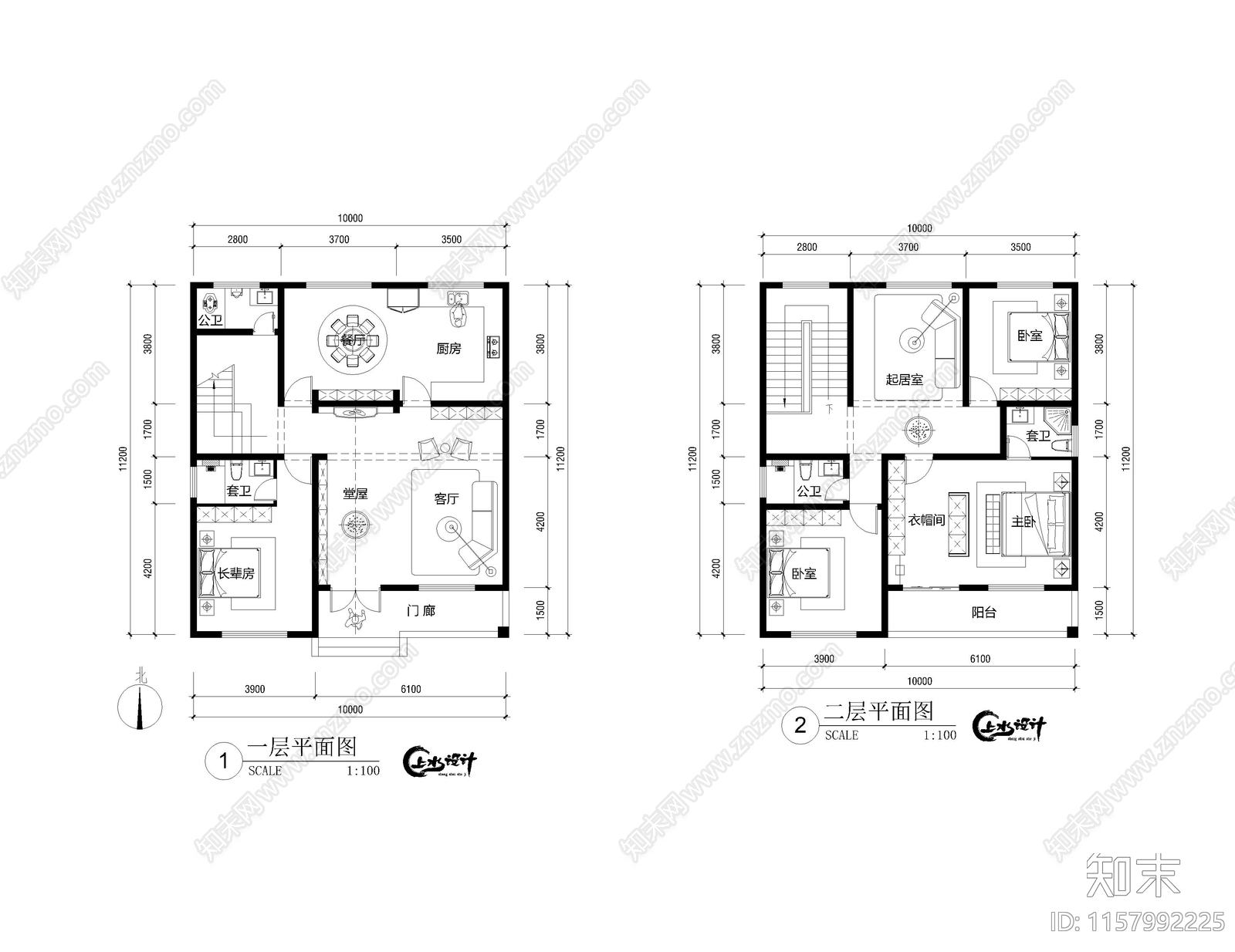 面宽10米进深11米二层自建房施工图下载【ID:1157992225】