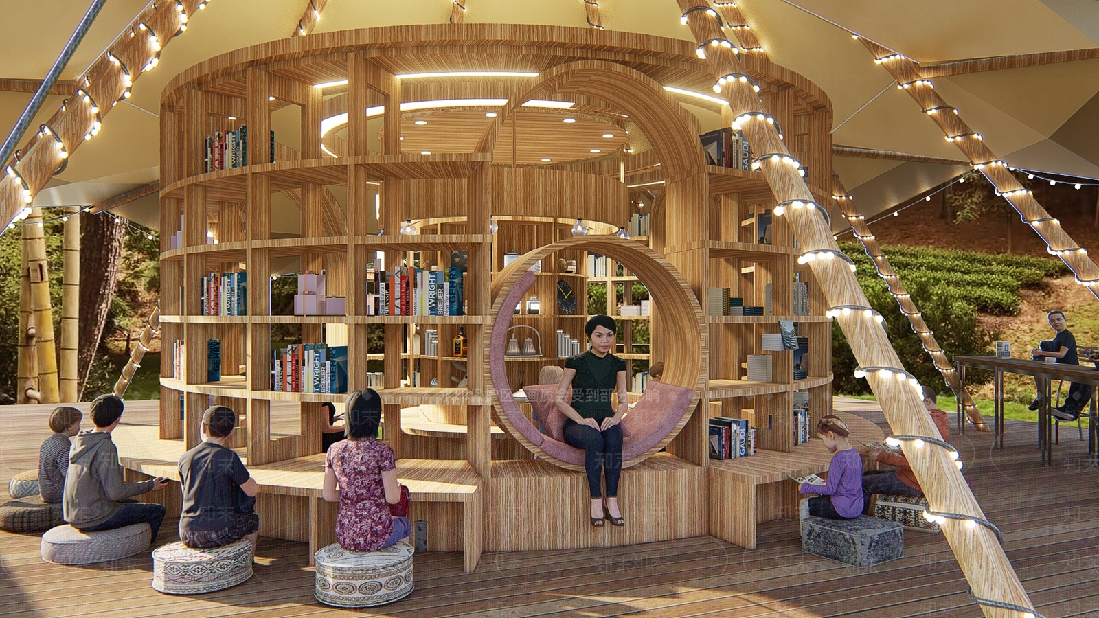 现代营地书吧SU模型下载【ID:1157993113】