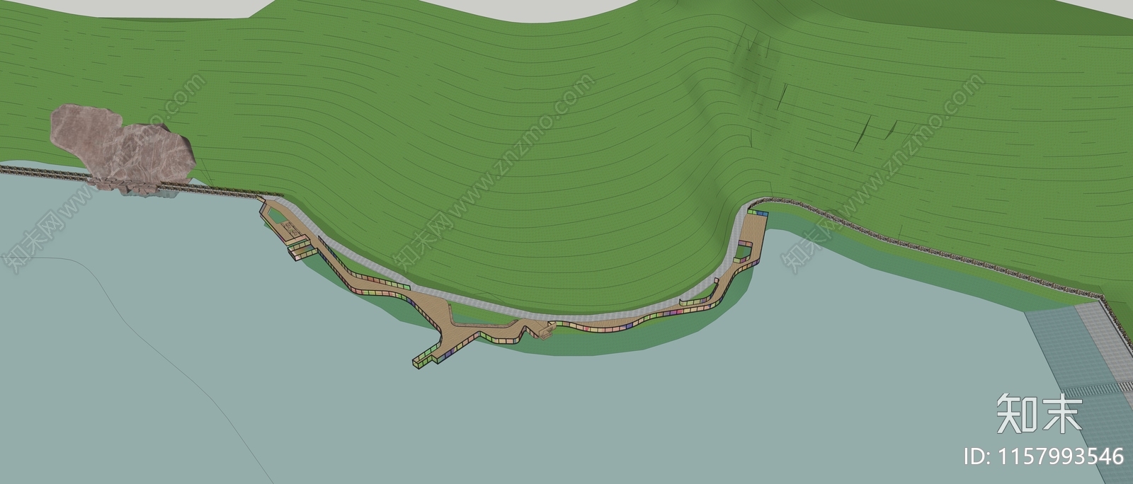 现代滨水栈道SU模型下载【ID:1157993546】