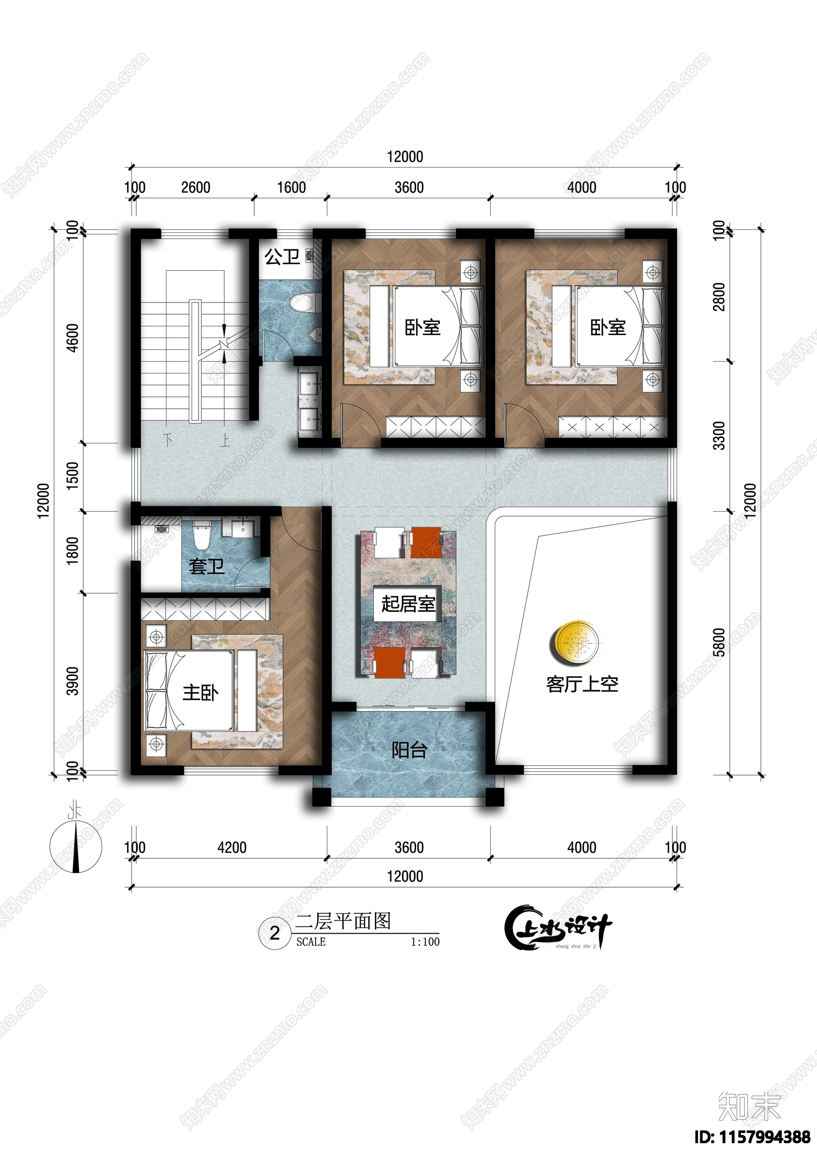 面宽12米进深12米三层自建房施工图下载【ID:1157994388】