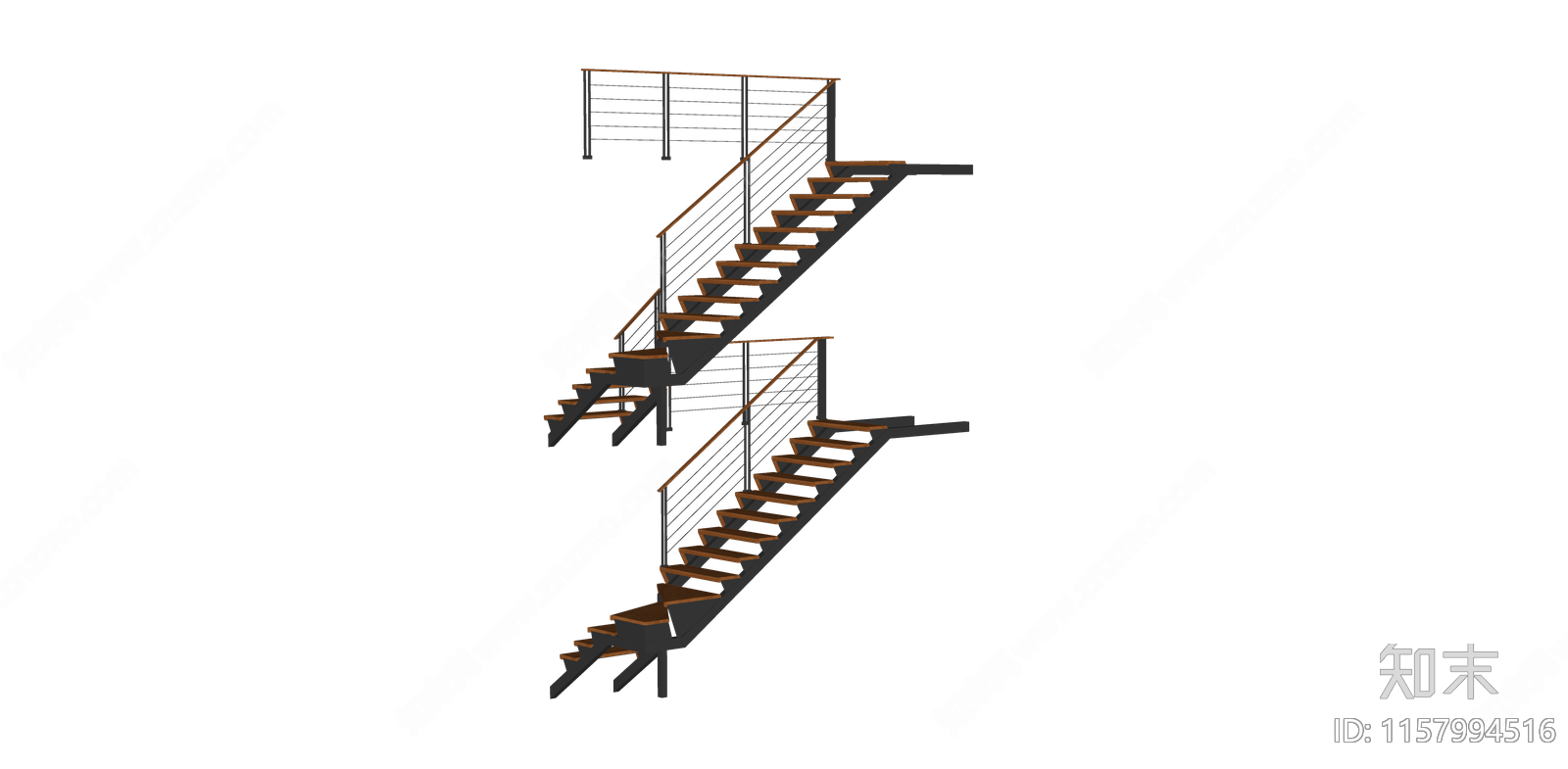现代扶手楼梯SU模型下载【ID:1157994516】