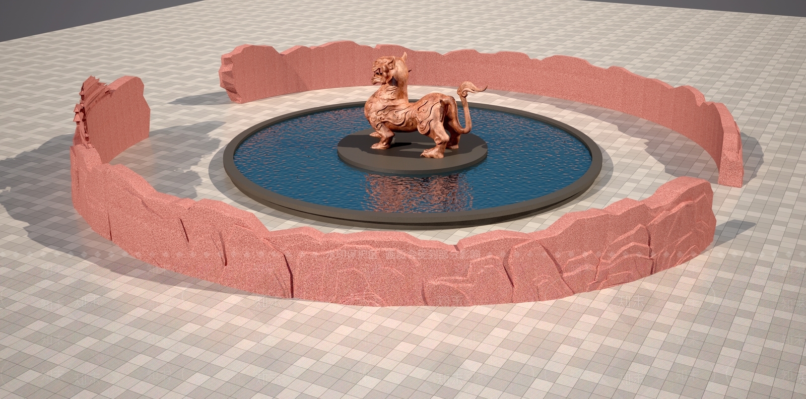 现代麒麟图腾雕塑3D模型下载【ID:1157994717】