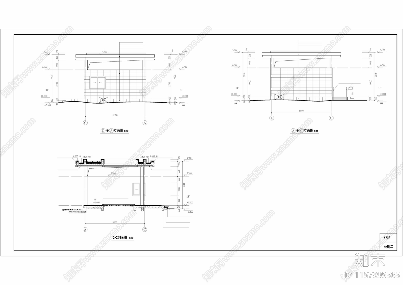 公共卫生间一建筑结构图cad施工图下载【ID:1157995565】