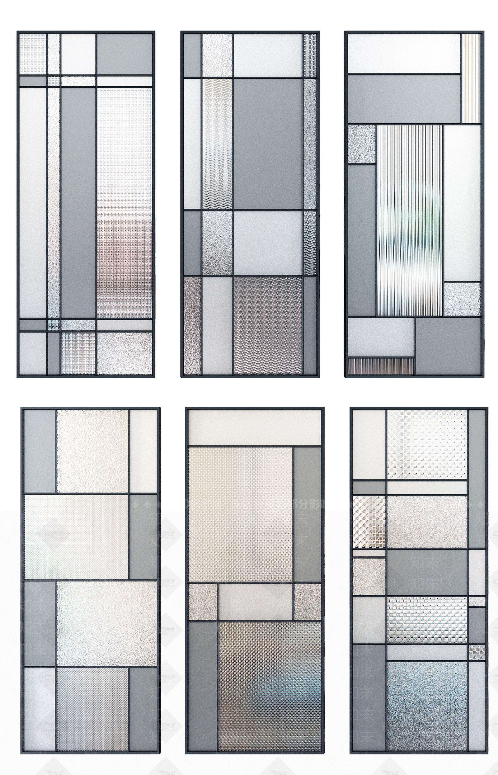 现代印花水纹长虹玻璃屏风3D模型下载【ID:1158028064】