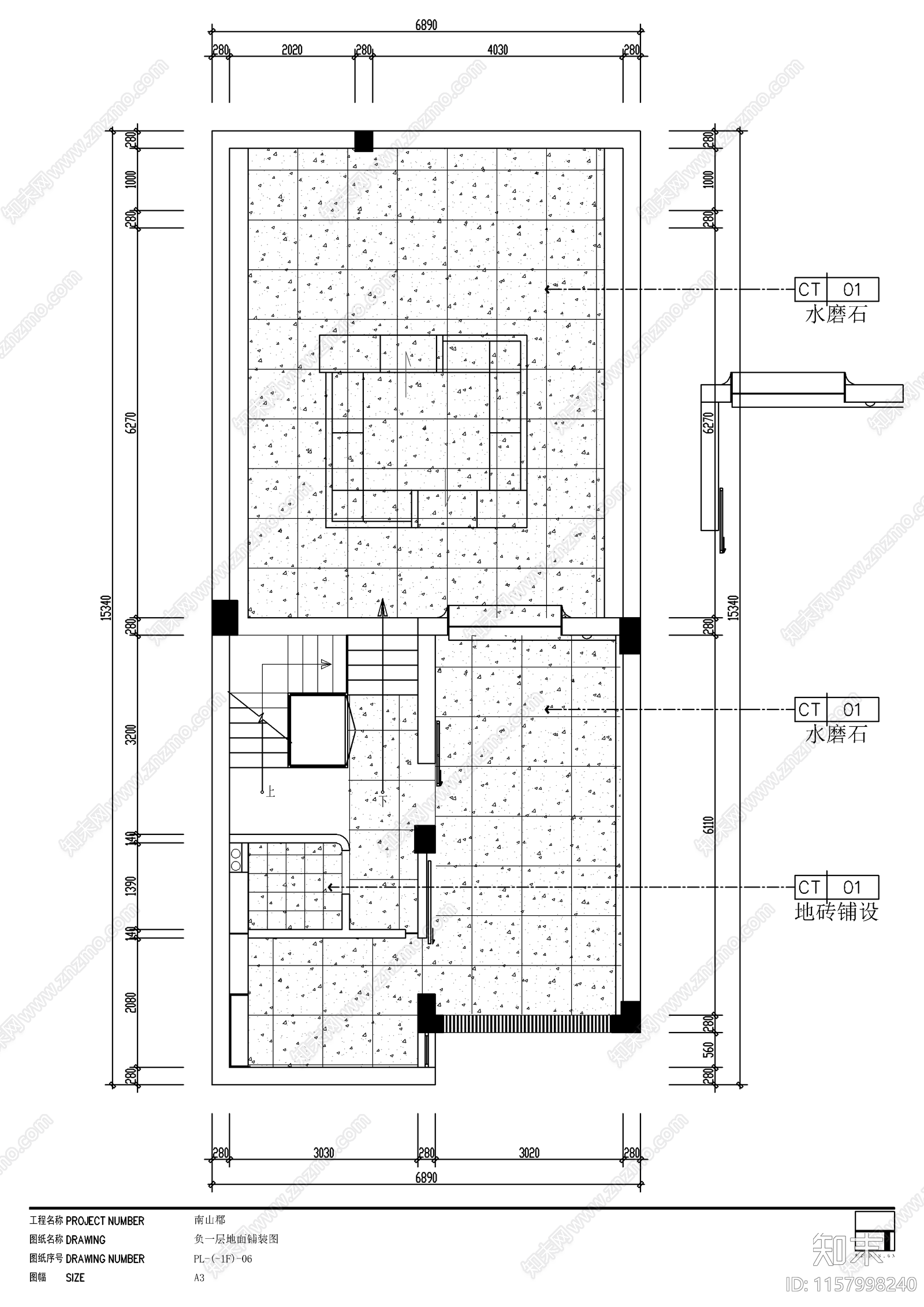 奶油风平层室内装修设计图cad施工图下载【ID:1157998240】