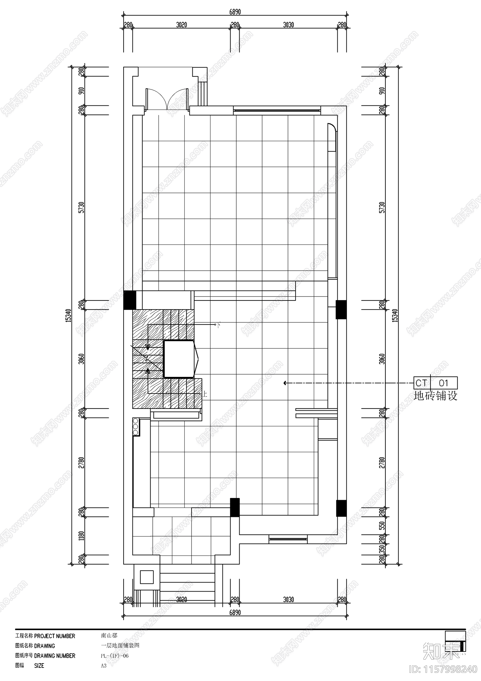 奶油风平层室内装修设计图cad施工图下载【ID:1157998240】