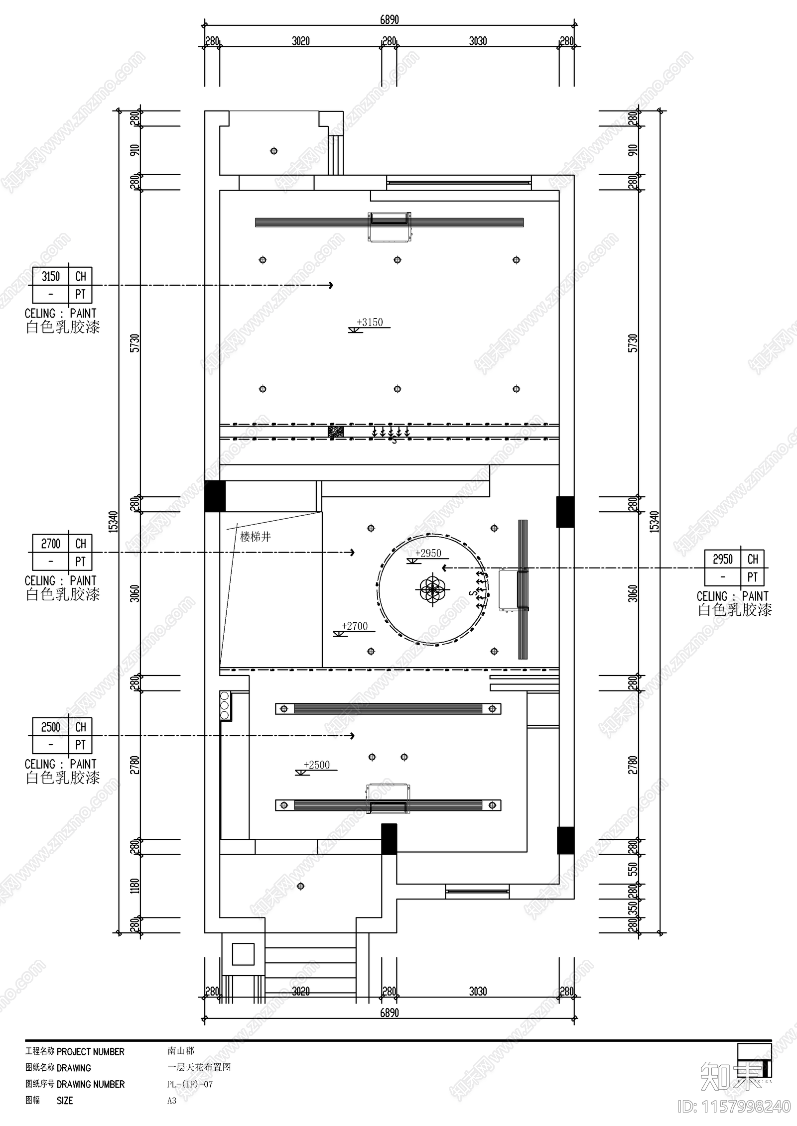 奶油风平层室内装修设计图cad施工图下载【ID:1157998240】