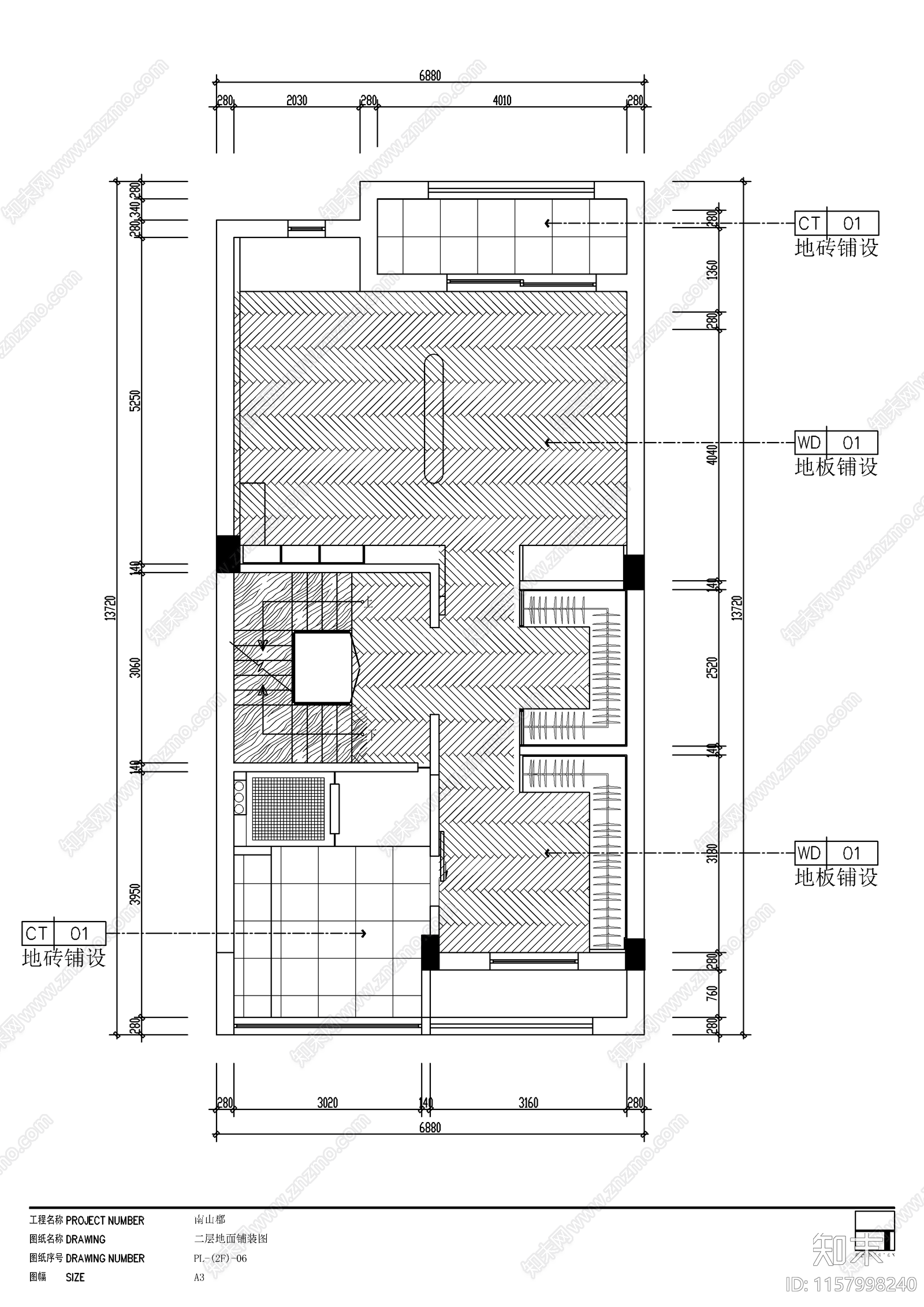 奶油风平层室内装修设计图cad施工图下载【ID:1157998240】