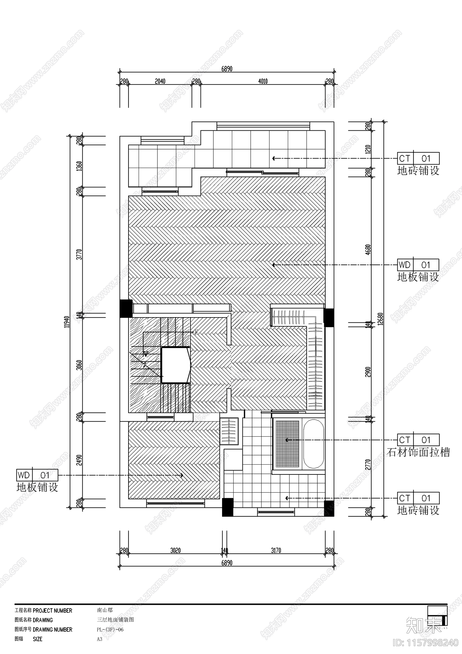 奶油风平层室内装修设计图cad施工图下载【ID:1157998240】