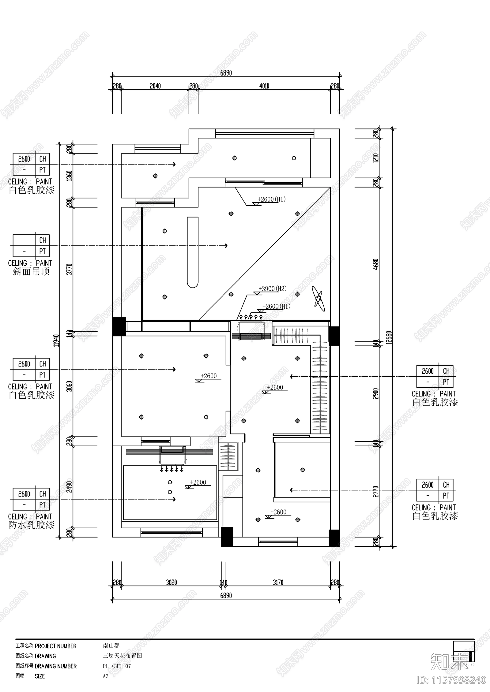 奶油风平层室内装修设计图cad施工图下载【ID:1157998240】