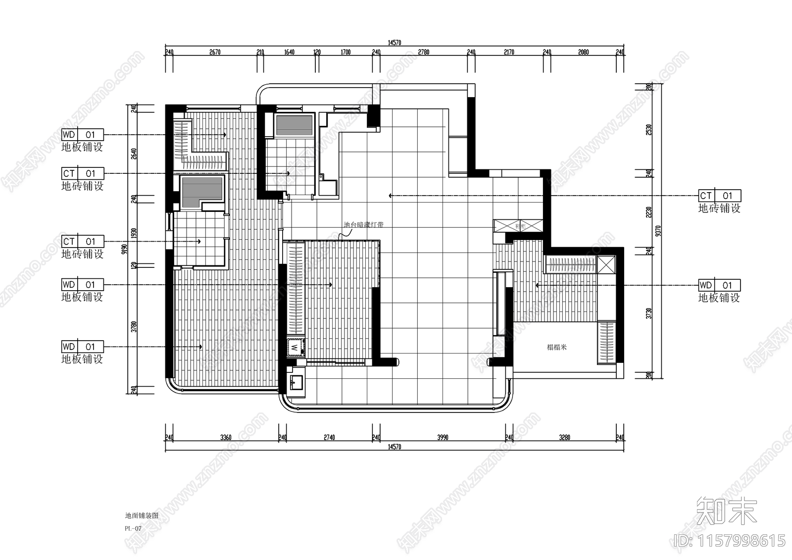 奶油风大平层室内装修设计图cad施工图下载【ID:1157998615】