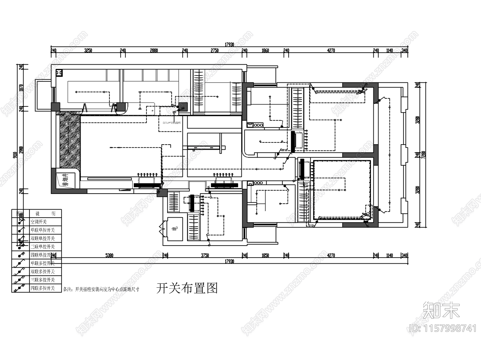 奶油风大平层室内装修设计图cad施工图下载【ID:1157998741】