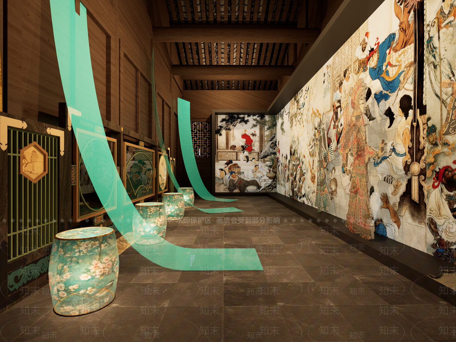 新中式皮影文化展厅SU模型下载【ID:1157998947】