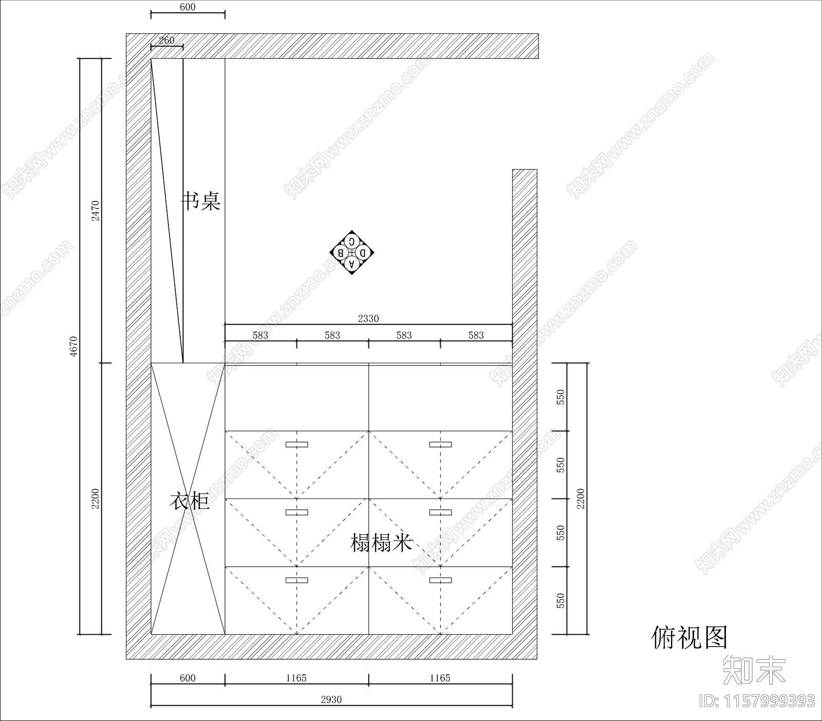 现代榻榻米衣柜cad施工图下载【ID:1157999393】