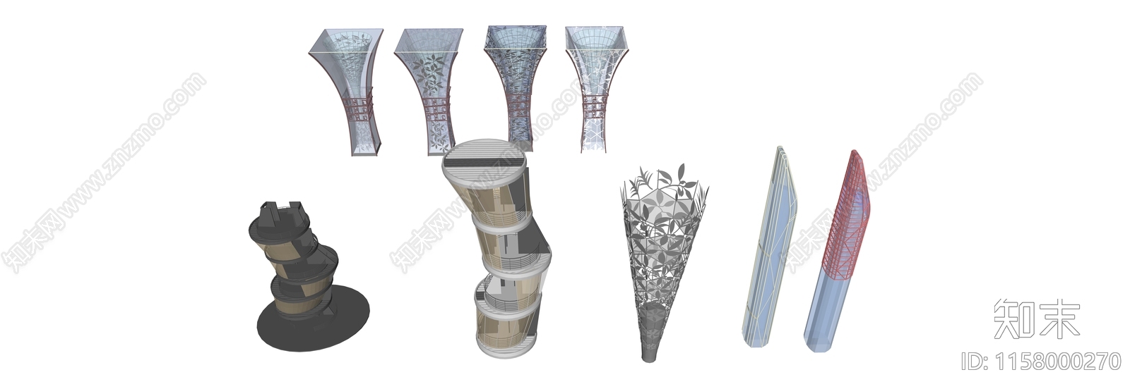 现代景观柱SU模型下载【ID:1158000270】