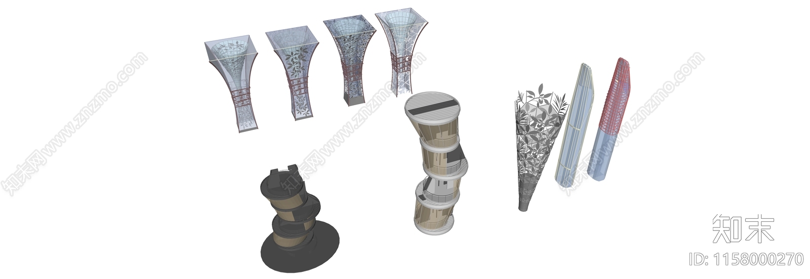 现代景观柱SU模型下载【ID:1158000270】