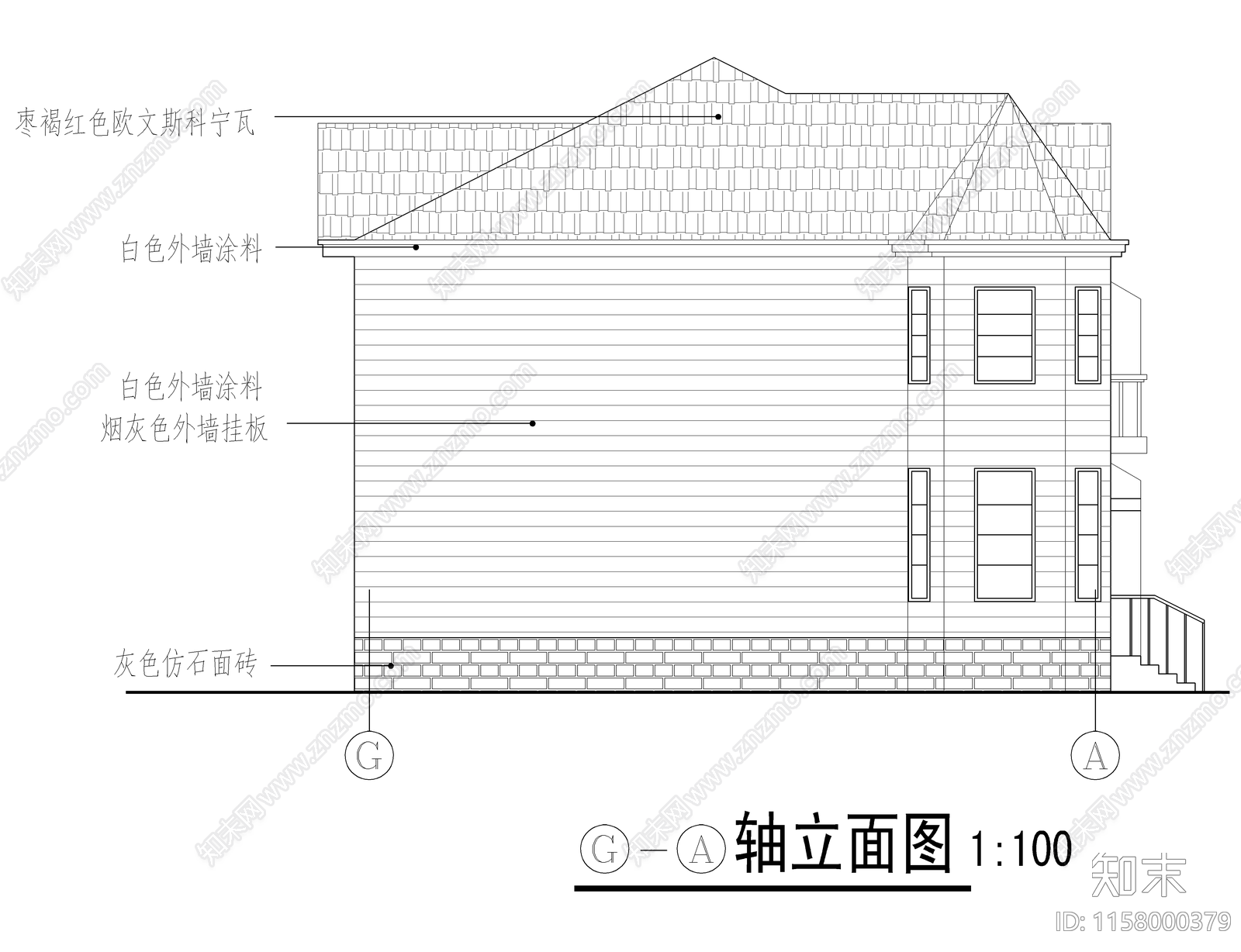 现代三层别墅建筑设计cad施工图下载【ID:1158000379】