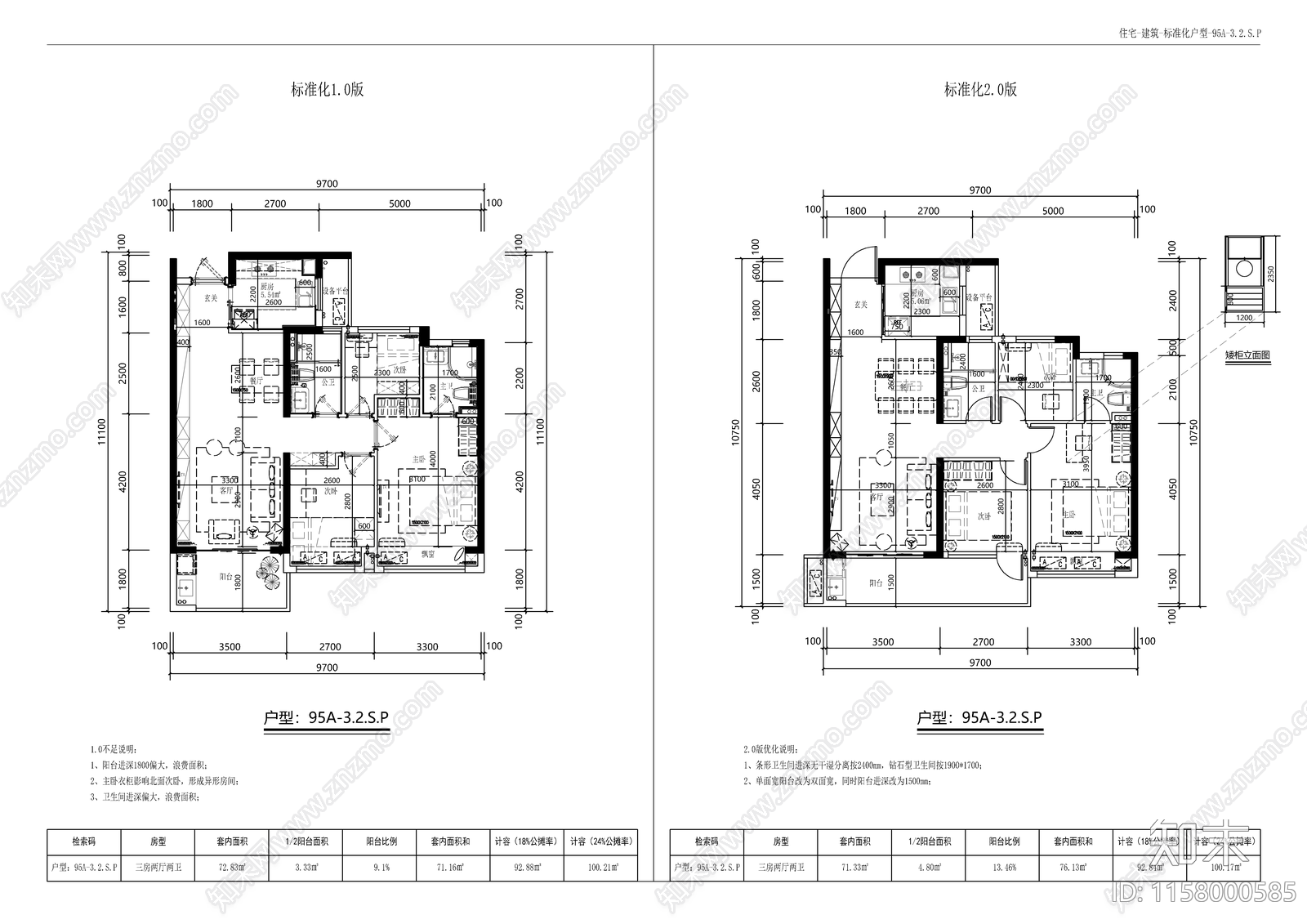 常用住宅小区标准化户型图库40个cad施工图下载【ID:1158000585】