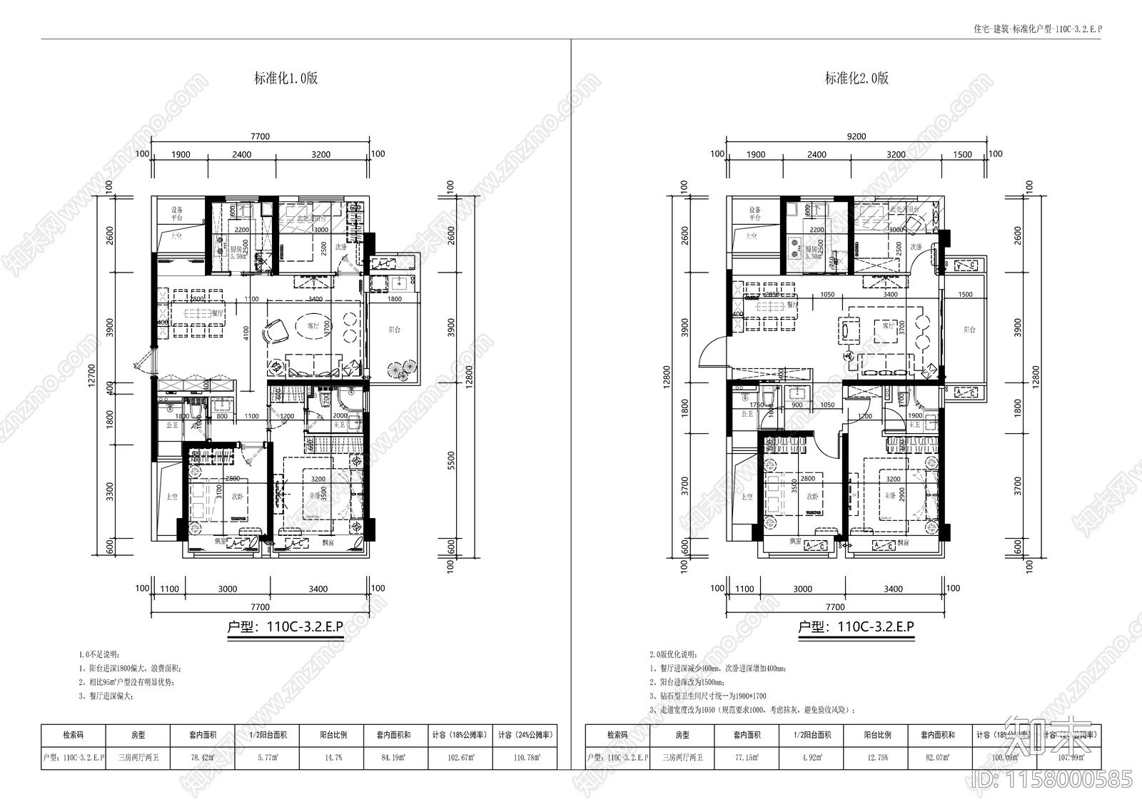 常用住宅小区标准化户型图库40个cad施工图下载【ID:1158000585】