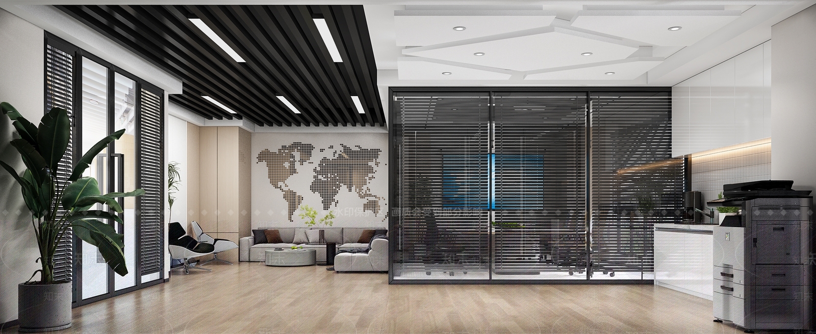 现代办公室休闲区3D模型下载【ID:1158001840】