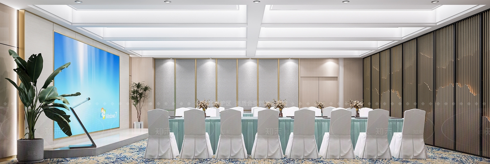 现代酒店宴会厅会议室3D模型下载【ID:1158002394】