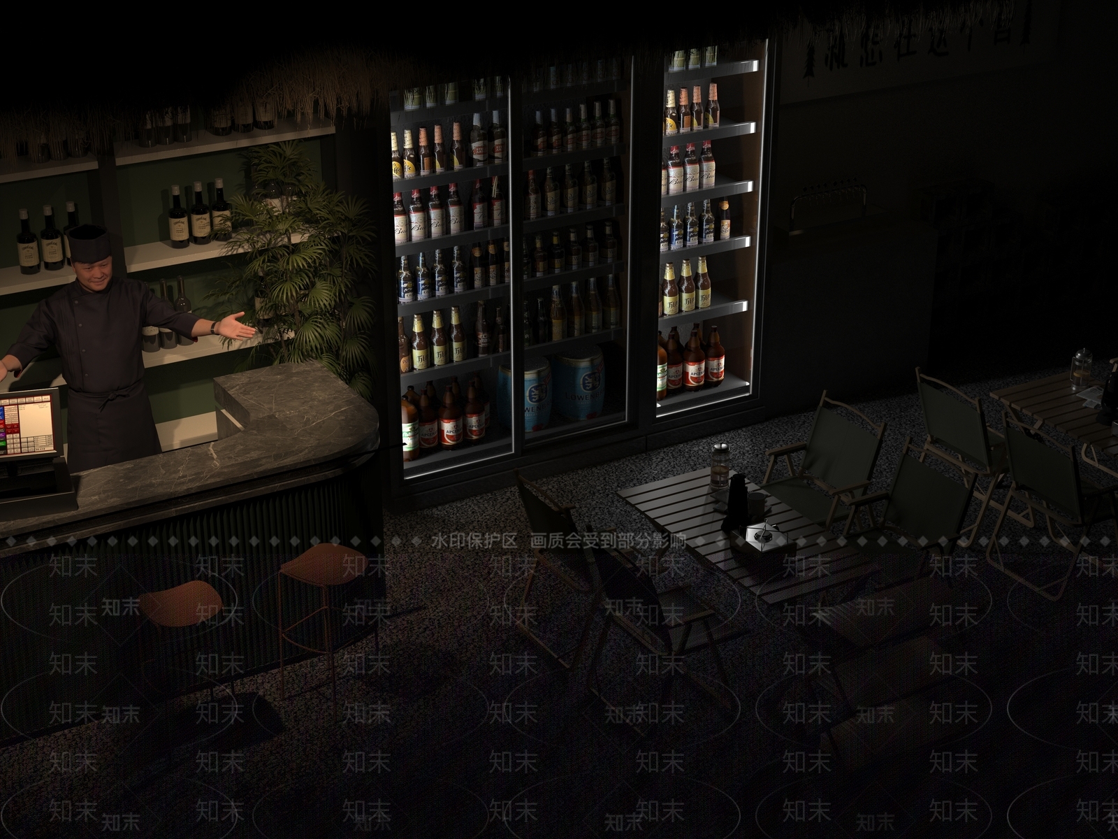 现代森系露营风酒吧3D模型下载【ID:1158005184】