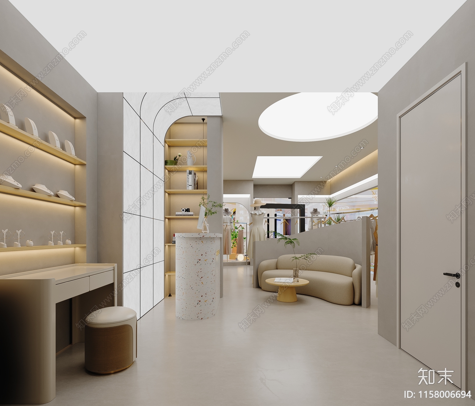 现代奶油风服装店3D模型下载【ID:1158006694】