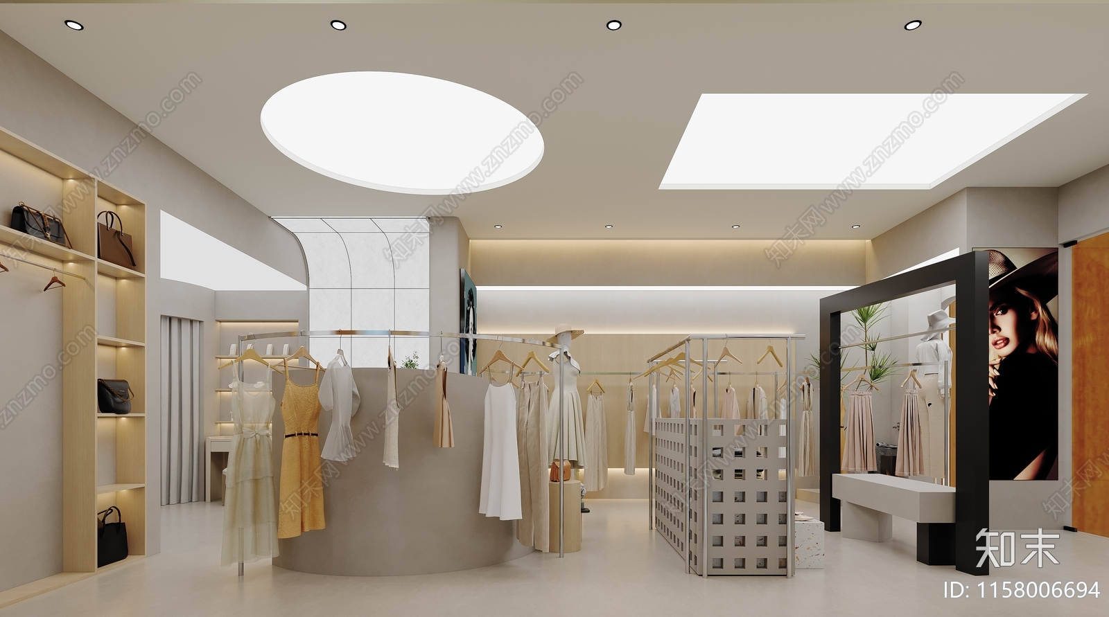 现代奶油风服装店3D模型下载【ID:1158006694】